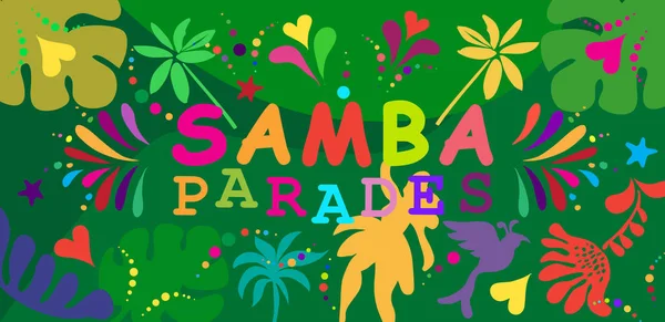2022 Abstract Rio Brezilya Karnavalı Dans Festivali Gecesi Samba Dansçıları — Stok Vektör