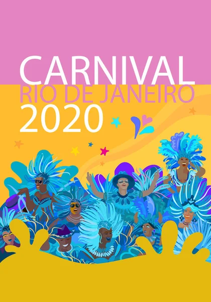 2022 Astratto Rio Brasiliano Festa Carnevale Musica Festa Notte Felice — Vettoriale Stock