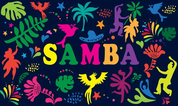 2024 Astratto Rio Brasiliano Carnevale Musica Festival Festa Serale Samba — Vettoriale Stock