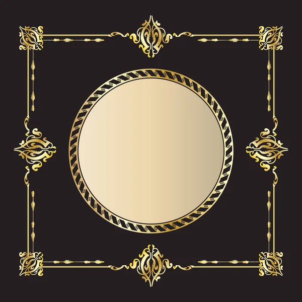 Beautiful Gold Decoration Golden Frames Border Ornaments Card Background Wavy — Vettoriale Stock