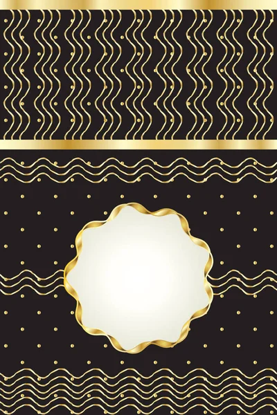 Bela Decoração Ouro Molduras Douradas Borda Ornamentos Cartão Fundo Ondulado —  Vetores de Stock