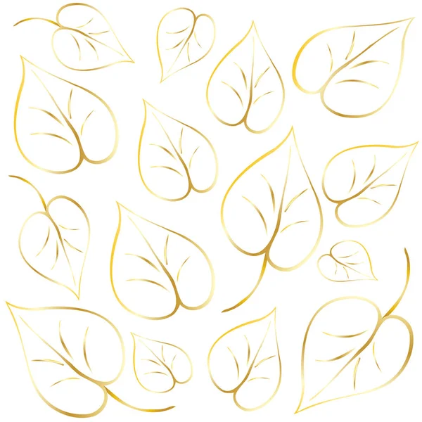 Золоті Вінтажні Листя Ізольовані Білому Тлі Квітковий Візерунок Ретро Золоті — стоковий вектор
