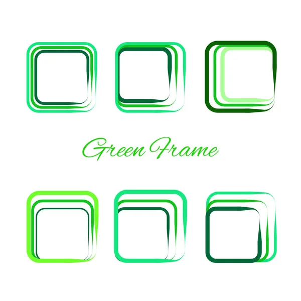 Ikonok Meg Zöld Keretek Gömbök Kerek Világ Atomok Molekula Zöld — Stock Vector