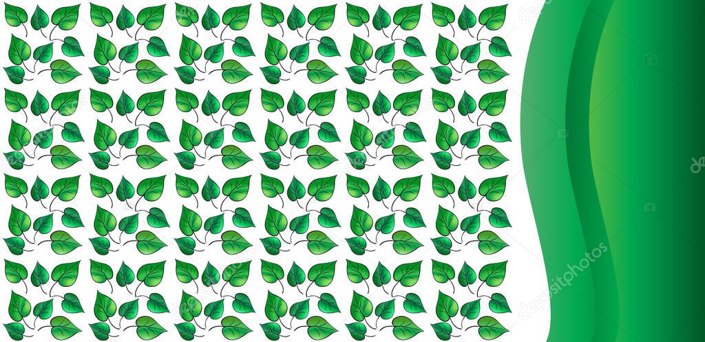 Green leaves isolated on white background, floral pattern, fresh green leaves decoration, Spring and Summer Holiday floral frame, textile fabric print green leaf grass vector template, online sale banner background, blank page modern design 2021