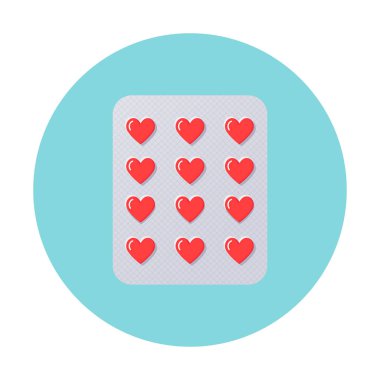 Vakumlu Ambalaj içinde kalp ilacı. Aşk, terapi, danışmanlık illüstrasyon