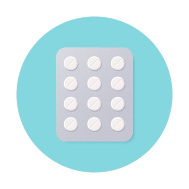 Hapları Vakumlu Ambalaj beyaz yuvarlak hapları ile.