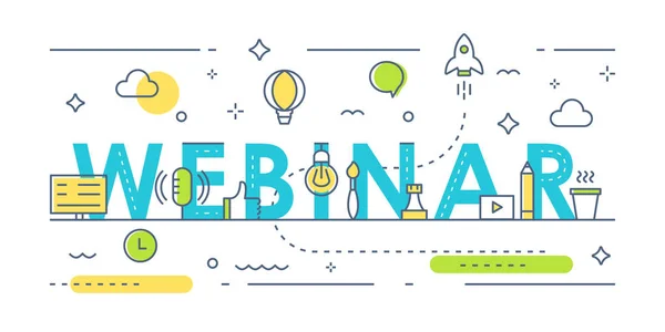 Webinar-Zeichen. online event line art illustration — Stockvektor