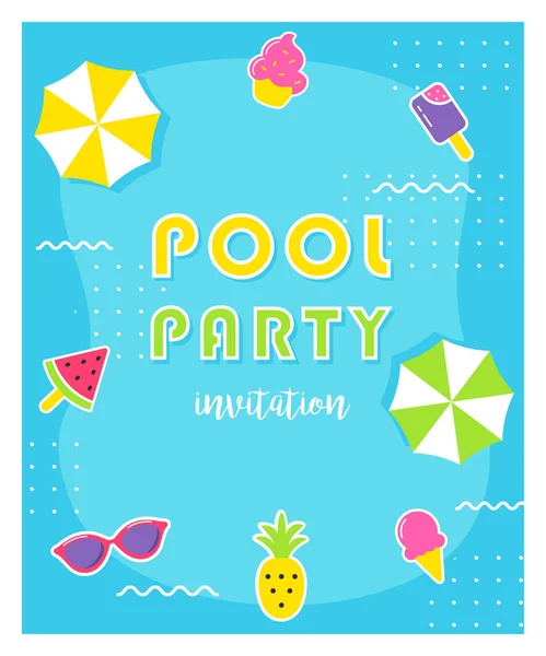 Cartel de fiesta de piscina de verano o tarjeta de invitación . — Archivo Imágenes Vectoriales