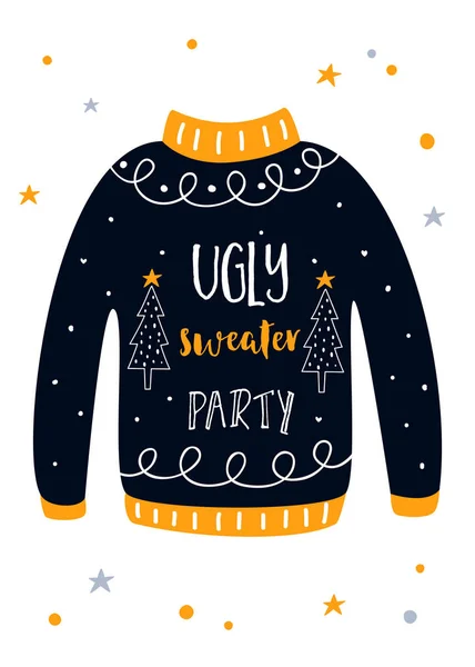 Ugly Sweater Christmas Party Invitation Card. Modèle vectoriel — Image vectorielle