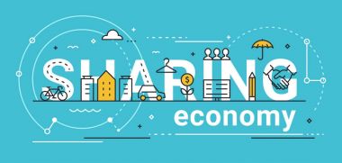 Sharing Economy Line Vector Concept Illustration clipart