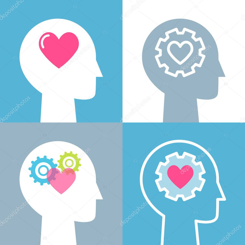 Emotional Intelligence, Feeling and Mental Health Concept Vector Illustrations Set