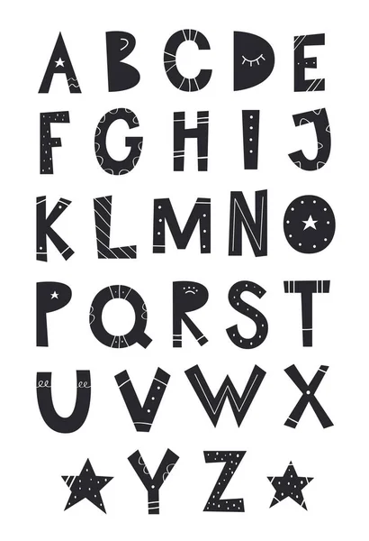 Scandinavian Style Alphabet Poster or Font ofr Kids. Vector Design — Stock Vector