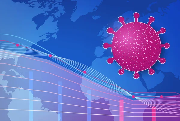 COVID 2019 Coronavirus Impacto na economia mundial. Conceito Ilustração vetorial —  Vetores de Stock