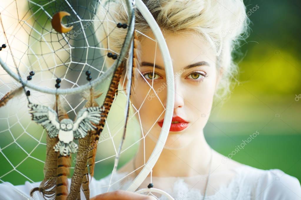 beautiful girl with the dream catcher