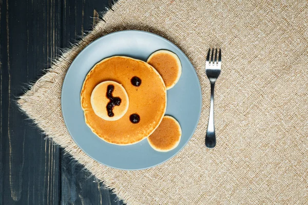 Kid Pancakes Breakfast in The Form of Bears — Stock Photo, Image
