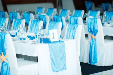 Düğün mavi notlar ile deniz bir tarzda