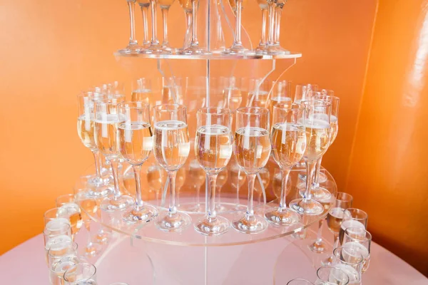 Bicchieri Champagne Spumante Serviti Occasione Eventi Beneficenza Bevande Alcoliche Primo — Foto Stock