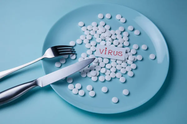 Quarantine pills on a plate