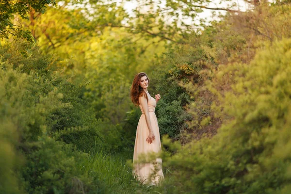 Bildende Kunst Porträt einer romantischen Frau im Kleid — Stockfoto