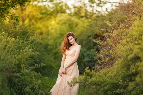Fine Art Portrait of romantic female in dress — Stock Photo, Image