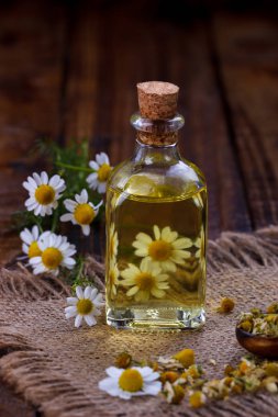 Papatya yağı kuru otlar ile