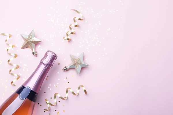 Kerstmis plat lag met champagne — Stockfoto