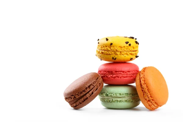 Colorful French Macarons Isolated White Background Traditioanal Dessert France — Stock Photo, Image