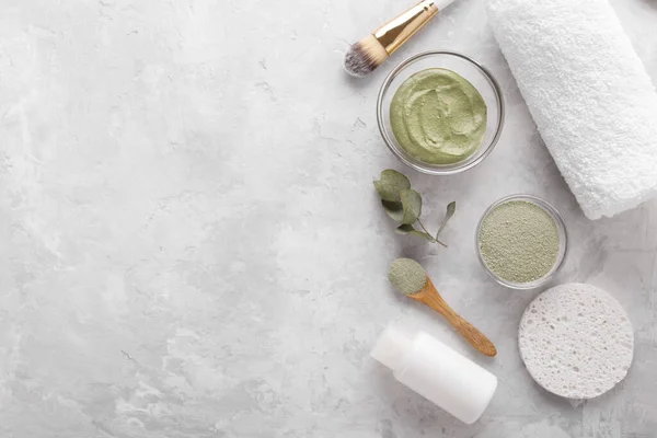 Polvo Arcilla Verde Cosmética Para Piel Cabello Spa Bienestar Cosméticos — Foto de Stock