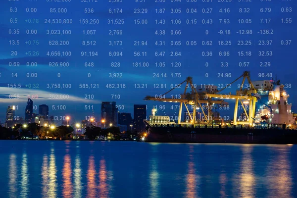 Sjöfartshamn Och Import Containerfartyg Som Lastas Med Kran Aktieprisindex Baltic — Stockfoto