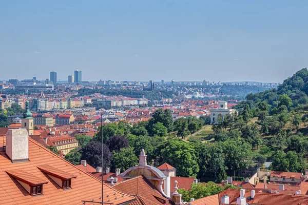 Prague Tiled Rooprague Tiled Roofs Sunny Summer Sunny Summer — Stock Photo, Image