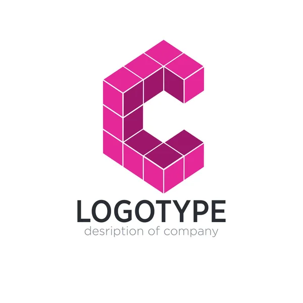 Lettre C cube figure logo icône conception éléments de modèle — Image vectorielle