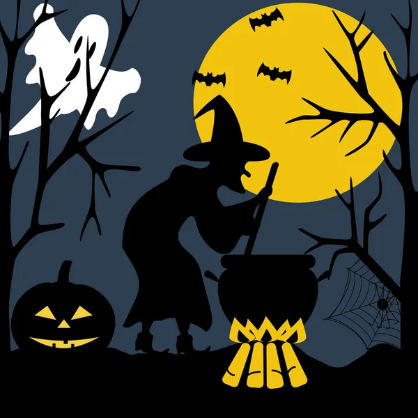 Halloween nacht illustratie — Stockvector