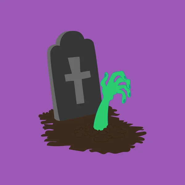 stock vector Headstone and zombie hands