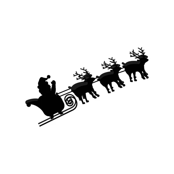 Santa and deer in sleigh — Stock Vector