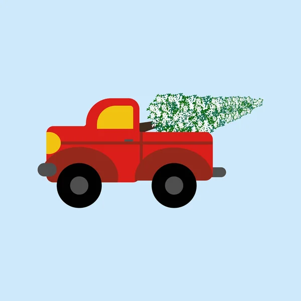 Piros teherautó-karácsonyfa — Stock Vector