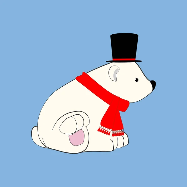 Polar Bear in hoed — Stockvector
