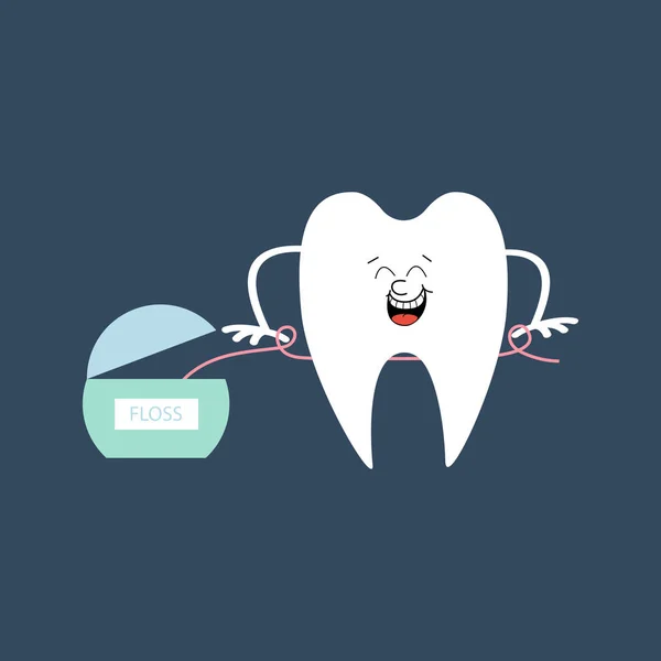 Zahn und Zahnseide — Stockvektor