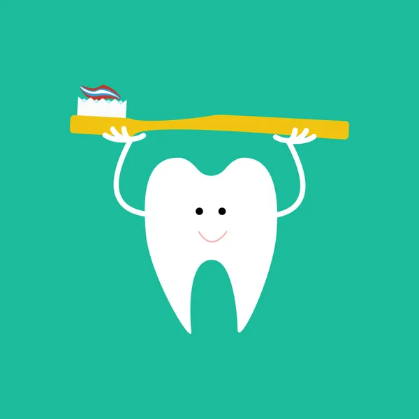 Diente con cepillo de dientes — Vector de stock