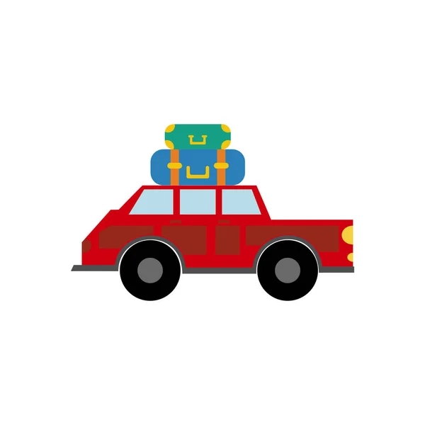 Coche con equipaje — Vector de stock