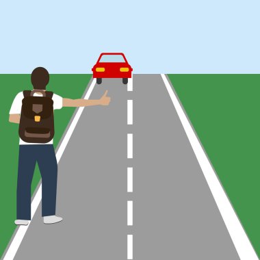 AUTOSTOP seyahat illüstrasyon