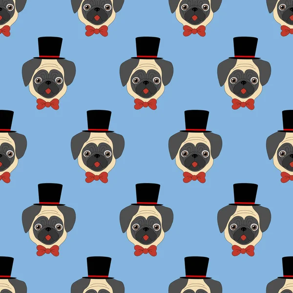 Pug patrón sin costuras — Vector de stock