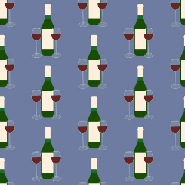 Wijn en glazen patroon — Stockvector