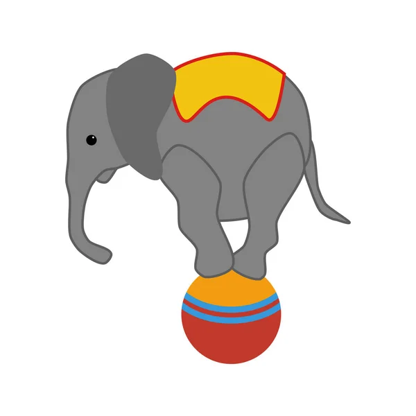 Éléphant sur le ballon au cirque — Image vectorielle