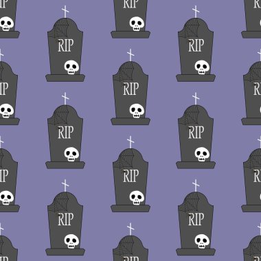 Mezar taşı ve kafatası desen