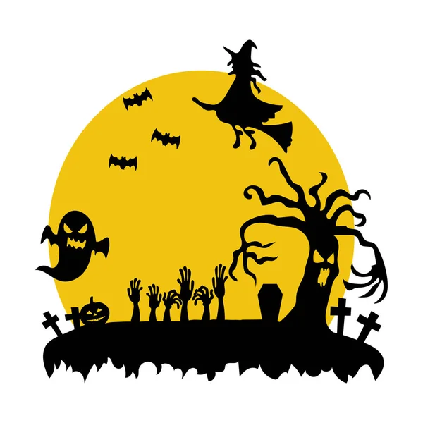 Halloween nacht illustratie — Stockvector