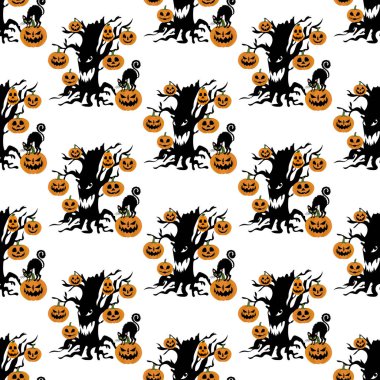 Cadılar Bayramı kötü ağaç desen