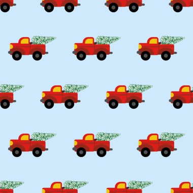 Ağaç desenli kırmızı araba