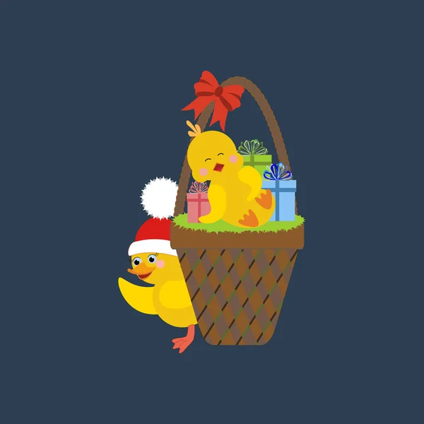 Pollo con regalos — Vector de stock