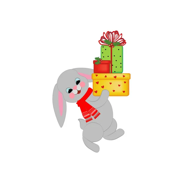 Кролик с подарками — стоковый вектор
