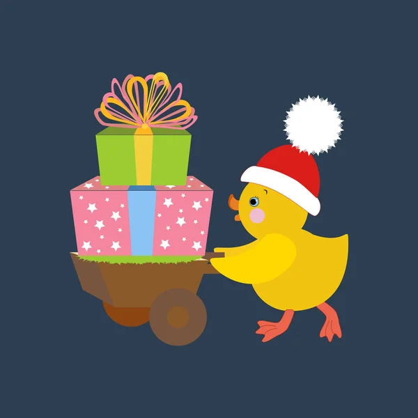 Poulet avec cadeaux — Image vectorielle